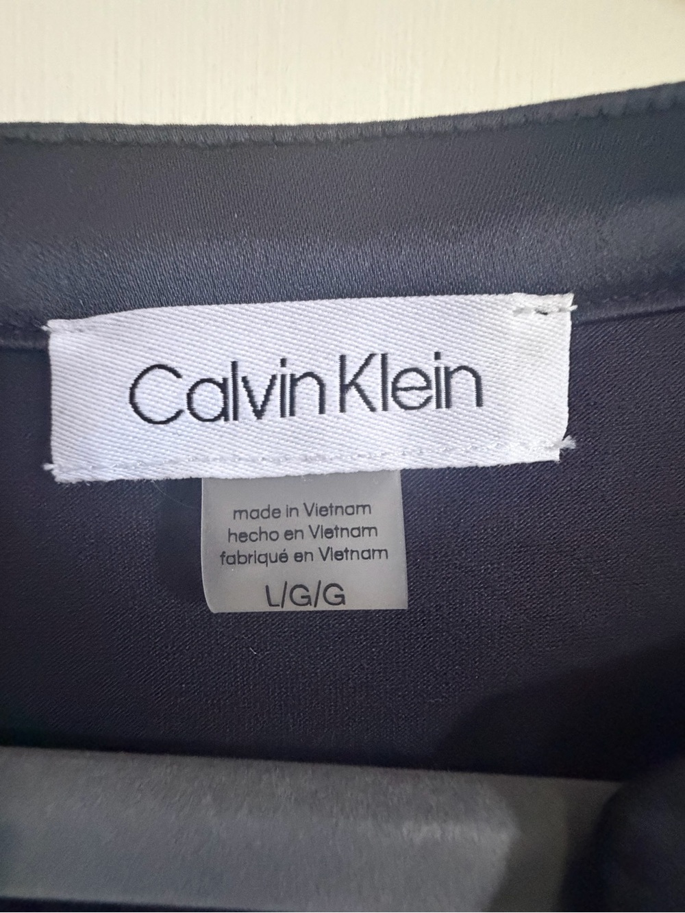 Calvin Klein Navy V-Neck Long Sleeve Satin-Look Blouse - Picture 3 of 4
